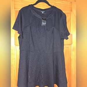 Womens 2 Torrid Black Cage Neck Shirt Top NWT